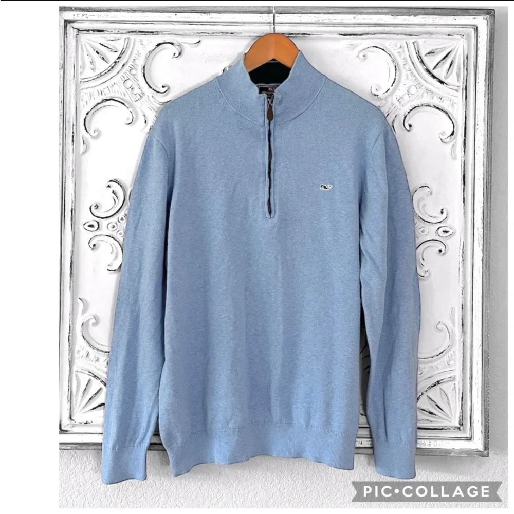 Vineyard Vines Men’s XL Cotton Cashmere 1/4 Zip Sweater Ocean Breeze